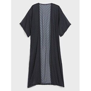 NWT Banana Republic Black Swiss Dot Longline Maxi Wrap Kimono